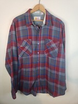 VTG 90s South Mountain Men&#39;s LONGSleeve BUTTON UP Large Red Gray Plaid G... - £12.54 GBP