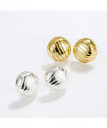 Jewelry All Over S925 Sterling Silver Wave Pattern Design Round Stud Ear... - €29,55 EUR