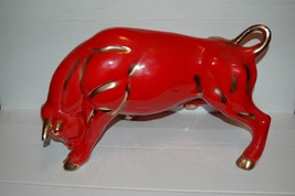 Vintage  Ceramic Hager Pottery 17&quot; Red Bull 1950&#39;s Decoration Spanish Bu... - £129.84 GBP