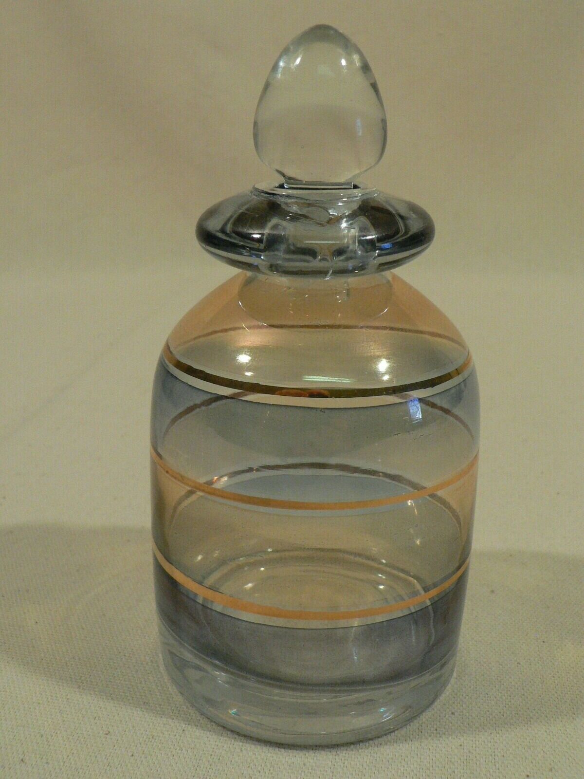 Primary image for Striped ornate vintage Perfume bottle w/ glass stopper