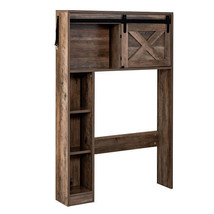 4-Tier Over The Toilet Storage Cabinet with Sliding Barn Door and Storag... - $142.15