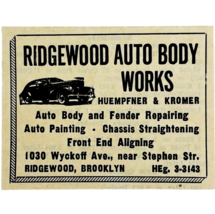 1945 WW2 German-USA Advertisement Ridgewood Auto Body Works Brooklyn NYC... - $19.99