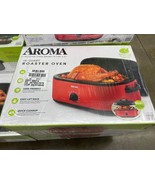 NEW Aroma 18 quart Roaster Oven Red Roast, Bake, Cook Self Basting Lid Removable - $59.40