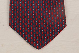 ALBY SILK MENS TIE MADE IN ITALY NAVY BLUE RED WHITE RETANGLE POLKA DOT 60&quot; - $14.87