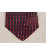 ALBY SILK MENS TIE MADE IN ITALY NAVY BLUE RED WHITE RETANGLE POLKA DOT 60&quot; - €12,96 EUR