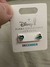 Disney Parks Mickey Mouse Faux Zircon December Birthstone Earrings Gold Color image 3