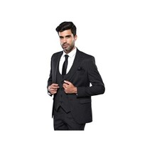 Men 3pc European Vested Suit WESSI J.VALINTIN Extra Slim Fit JV27 Black Stripe image 7