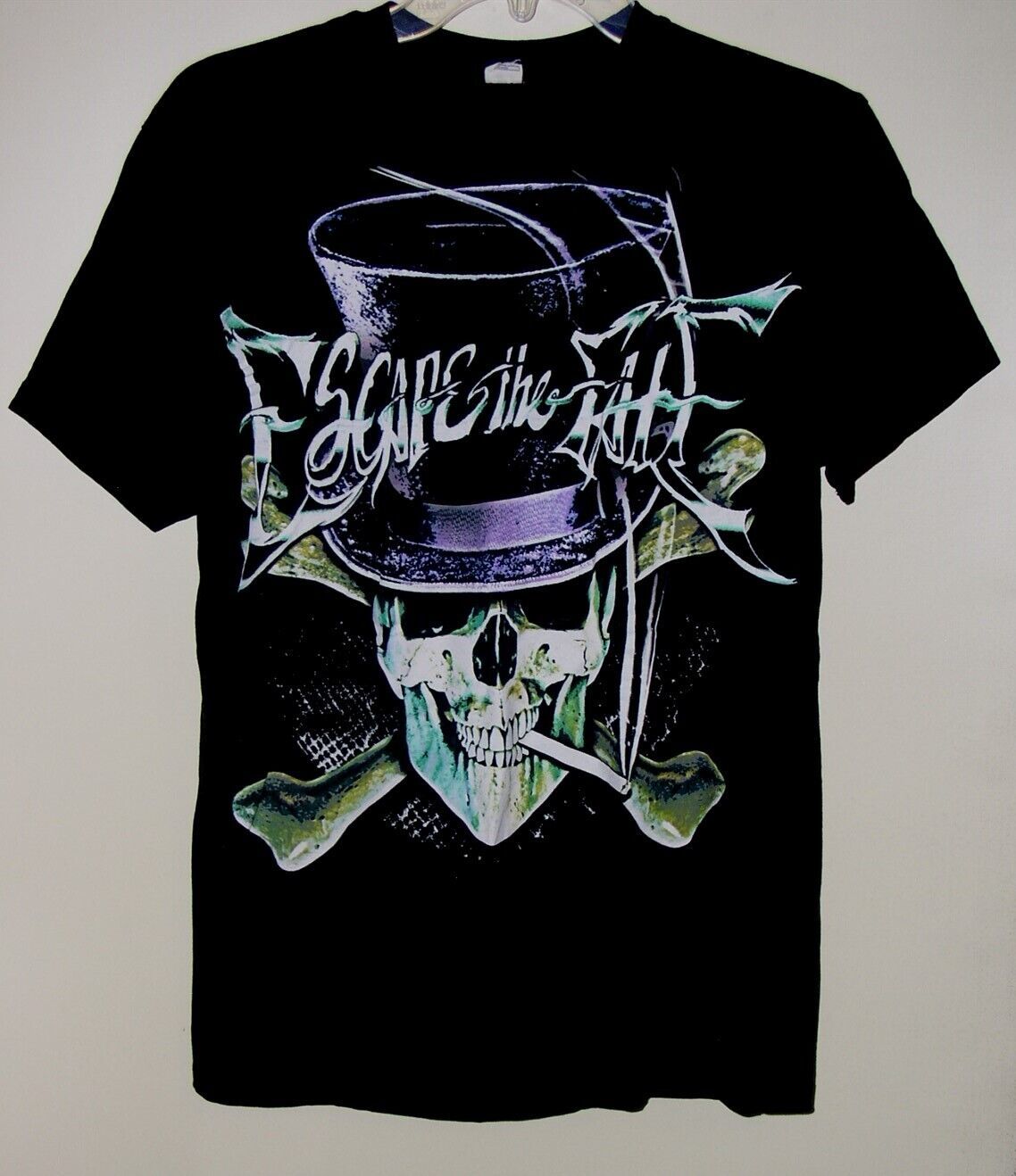 Primary image for Escape The Fate Band Shirt Top Hat Skull Cross Bones Vintage Size Small