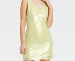 Women&#39;s v-Neck Mini Dress - A New Day Light Green Sequin Size XS - $10.66