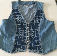 Western look vintage distressed vest loop closure buttons Saint Germain ... - $19.75