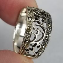 STERLING SILVER ladies ring marcasite filigree .925 size 8  Estate Sale - $32.99