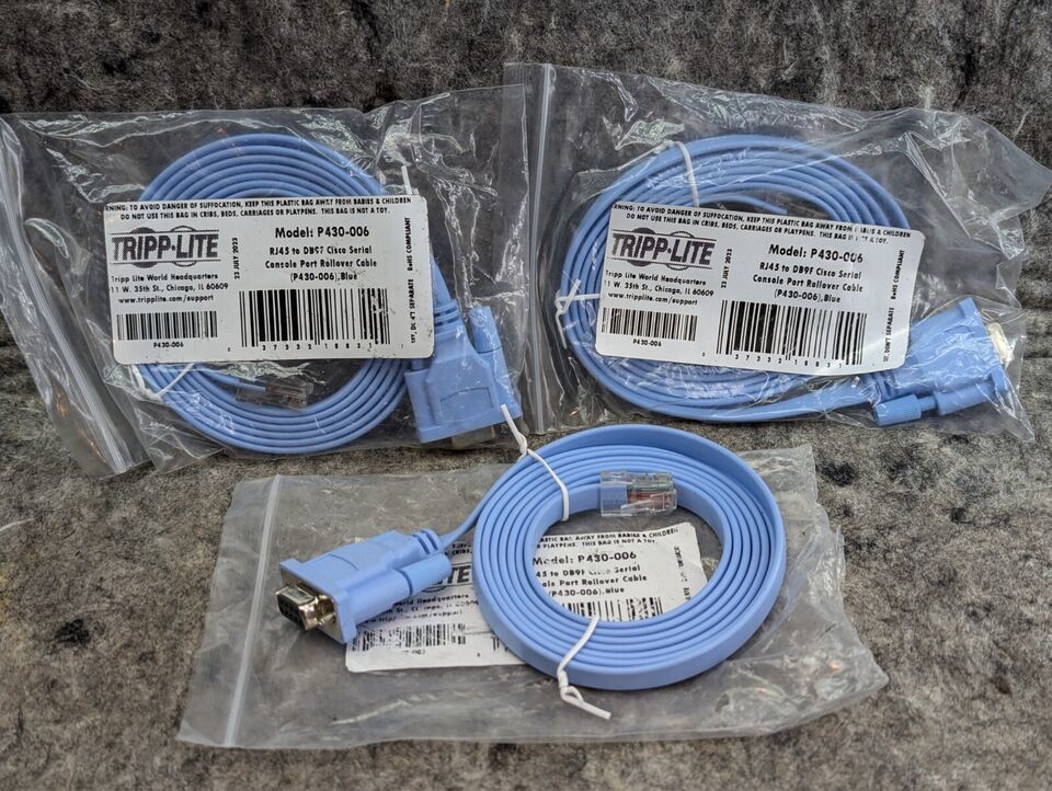 4 New Tripp Lite 6 Ft Rj45 To Db9f Cisco Serial Console Port Rollover Ca... - $19.99