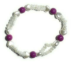 White and Purple Beaded Stretchy Bracelet - €5,10 EUR