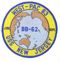 USS New Jersey West-Pac 83 June Sept. BB-62 Patch Uniform Worn - £14.11 GBP