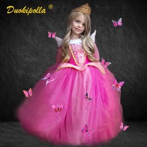  Sleeping Beauty Costume Summer Girls  Dress  Girls Off Shoudler Pink Dresses Fa - £43.26 GBP