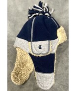 Baby Gap Boy’s Winter Hat, Size S/M, Blue &amp; Grey Trapper Hat, Hat With E... - $11.65