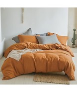 100% Linen Duvet Cover Set 3Pcs Basic Style Natural French Washed Flax S... - £182.94 GBP