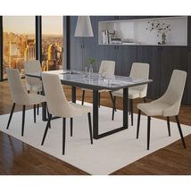 Cosmic Homes Gavin/Venice 7pc Dining Set in Black with Beige Chair - £2,035.50 GBP