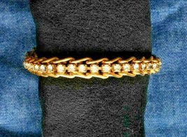 Elegant Prong-set Crystal Rhinestone Gold-tone Link Bracelet 1970s vint. 7 1/2&quot; - £11.92 GBP
