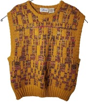Gil Aimbez Knit Women L 13% Wool Blend Orange Colorful Pullover Vest - £50.05 GBP