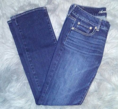 American Eagle Women's Straight Leg Size 4 Jeans 29x30 Dark Wash Whiskered  (A9) - $14.85