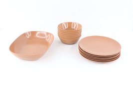 Set of 14 Vtg Art Deco Texas Ware Melamine Serving Dish Salad Plates Bowls Brown - £78.17 GBP
