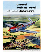 1947 Beechcraft Bonanza &quot;Unravel Business Travel&quot; Promotional Advertisin... - £26.37 GBP