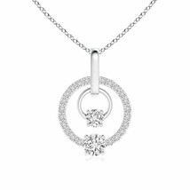 ANGARA Love Double Diamond Mom&#39;s Pendant Necklace in 14K Gold (HSI2, 0.49 Ctw) - £934.86 GBP