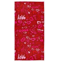 Happy Valentine&#39;S Day Love Words Hand Bath Towel Pink Red Kitchen Bathroom Fau - £18.97 GBP