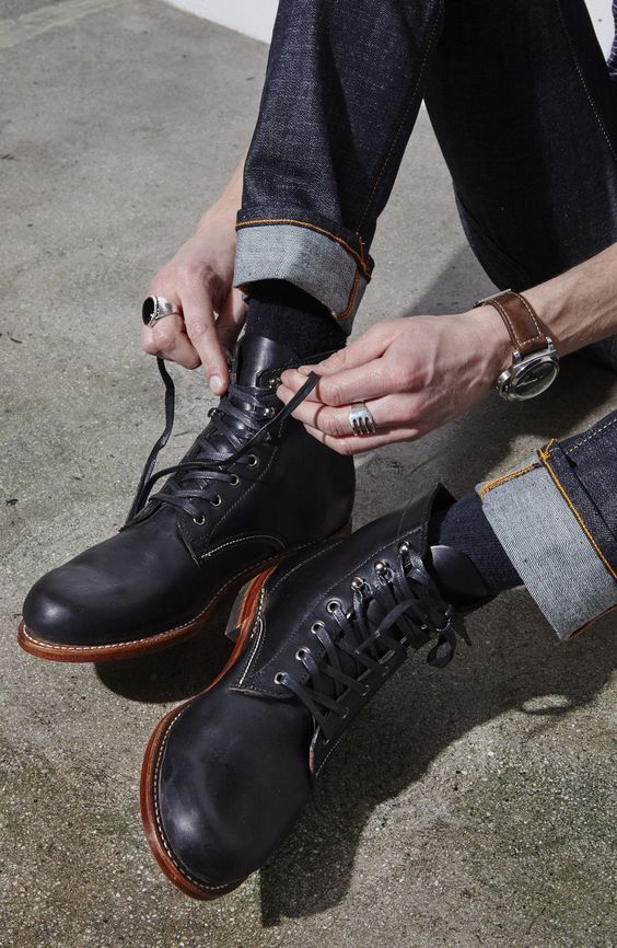 Handmade Men black ankle leather boots, Men lace up boots Men casual ankle boots