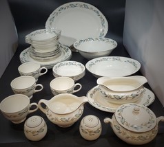Vintage Eggshell Nautilus China White Roses 33 Piece Set, Complete Serving for 4 - £182.00 GBP
