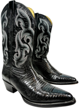 Sedona West men&#39;s Cushion Flex Black Lizard Print Leather Boots 5402 siz... - $1,513.61 MXN