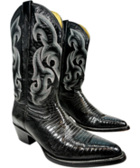 Sedona West men&#39;s Cushion Flex Black Lizard Print Leather Boots 5402 siz... - €70,10 EUR