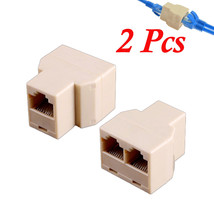 2 X New 3 Port Rj45 Lan Ethernet Splitter Double Adaptor Connector Us - $14.24