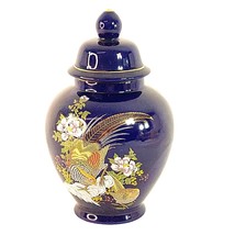 Jar Lidded Ginger Jar Asian-Inspired Pheasant Florals Vintage Home Decor 8.5&quot; - £24.23 GBP