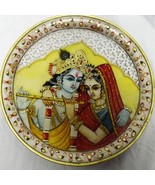 Natural Marble Radha Krishna Showpiece 24K Gold Foil Handcrafted Home De... - £74.37 GBP
