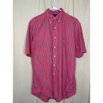 2000s Ralph Lauren Pink Blue Pinstripe Old Money Maximalist Oxford Shirt M - $28.00