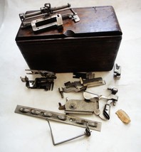 1889 Antique Singer Wood Sewing Machine Box W Accessories Prim Folding Victorian - £66.44 GBP