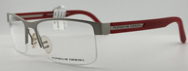 New Authentic Porsche Design Eyeglasses P’8230 B Rx Half-Rim Eyewear Silver/Red - £104.06 GBP