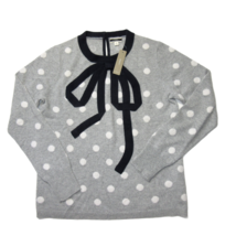 NWT J.Crew Cashmere Crewneck Sweater in Heather Gray Snow Dot Bow Pullover XXS - £81.83 GBP