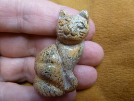 (Y-CAT-SIC-561) little tan brown baby KITTY CAT kitten GEMSTONE carving ... - £10.95 GBP