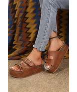 Chestnut Dual Buckle Studded Platform Sandal Slippers - $599.38 MXN