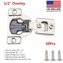 50Pcs 1/2&quot; Overlay Soft Close Face Frame Compact Cabinet Hinge W/ Screws... - $101.99