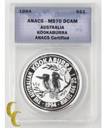 1994 Australia Kookaburra ( Anacs MS70 DCAM ) 1oz .999 Argento Perfetto Km - $183.65