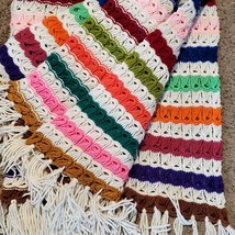 Vintage Hand Crochet Cable Stitch Afghan Wrap Throw 42x70&quot; + Fringe Mult... - £13.66 GBP