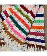 Vintage Hand Crochet Cable Stitch Afghan Wrap Throw 42x70&quot; + Fringe Mult... - $18.00