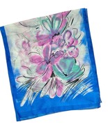 Sheer Long Scarf Floral Blue Pink Made in Italy Beautiful Accessories 13... - $234.48 MXN