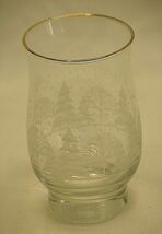 Libbey Winter White Christmas Trees Clear Footed Glass Snow Flakes Gold ... - $16.82