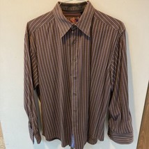 Men&#39;s Robert Graham Striped 100% Cotton Dress Shirt  XL Rich Deep Purple Shades - £35.01 GBP