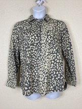 Merona Womens Size XL Gray Animal Print Popover Blouse Long Sleeve Cotton - £5.94 GBP